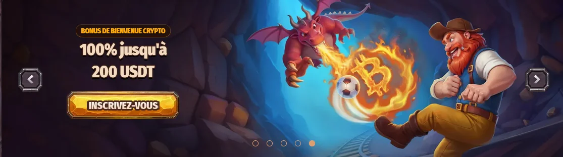 Bannière Dragonia bonus crypto 100% jusqu'à 200 USDT